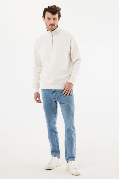 IQONIQ Elgon Quarter-Zip-Sweater aus rec. Baumwolle, ivory white XS