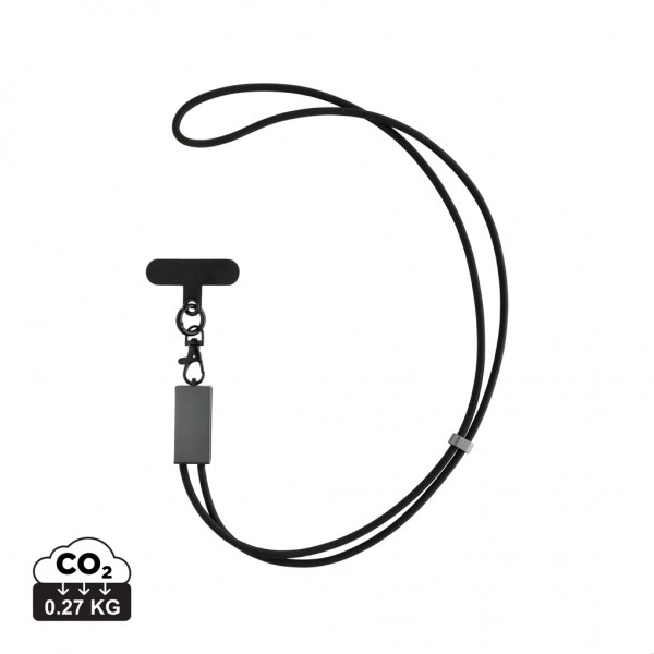 Terra 60Wduales Ladekabel aus RCS recyceltem PET mit Lanyard, grau