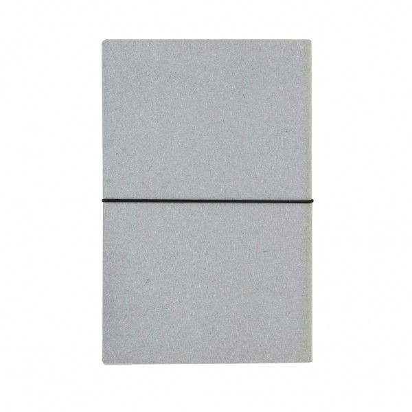 A5 Notizbuch aus GRS recyceltem Leder, Hellgrau
