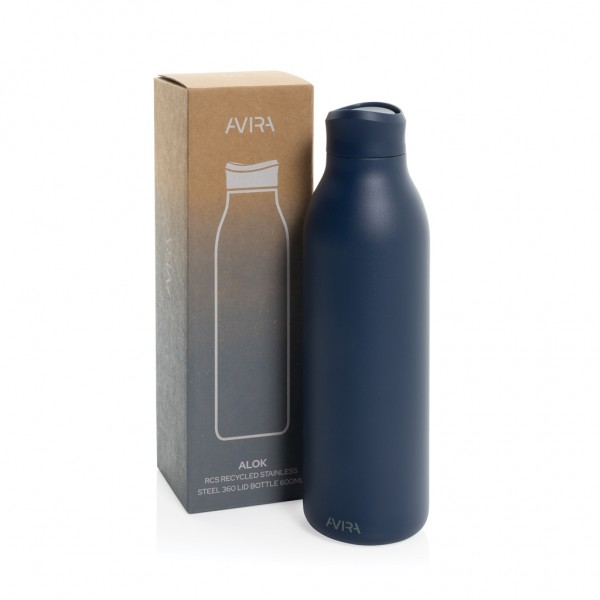 Avira Alok 360 Klick-Wasserflasche aus RCS rec. Stahl, 600ml, navy blau