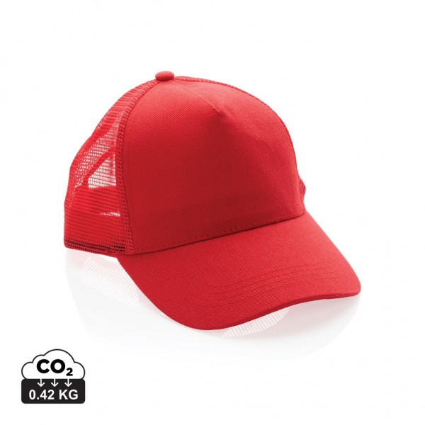 Impact AWARE™ 190gr Brushed rCotton 5 Panel Trucker-Cap, rot