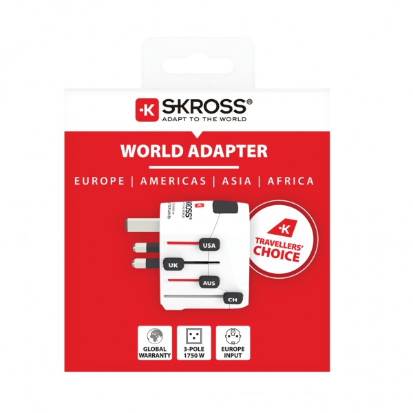 SKROSS Pro 3-Pole World Travel Adapter, weiß