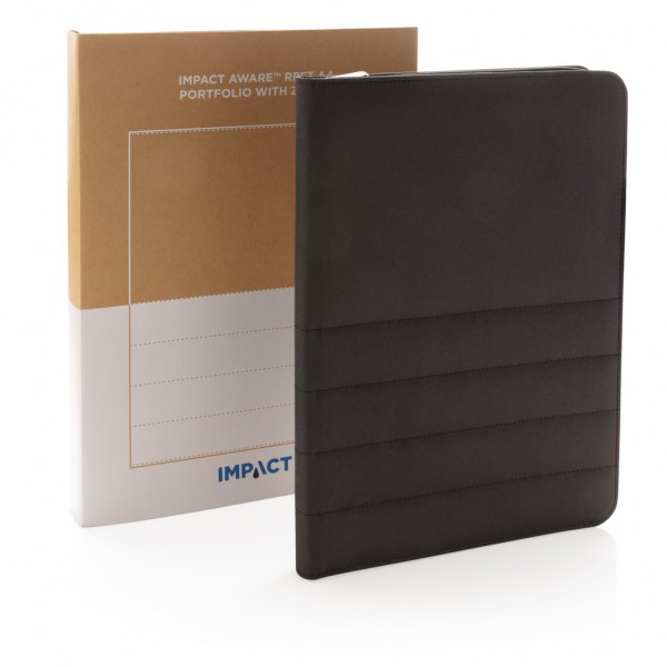 Impact AWARE™ RPET A4 Portfolio mit Reißverschluss, schwarz