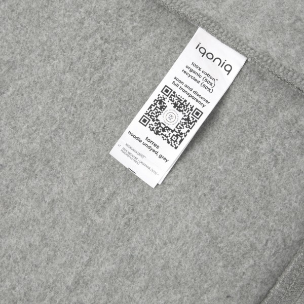 IQONIQ Torres ungefärbter Hoodie aus recycelter Baumwolle, heather grey 4XL