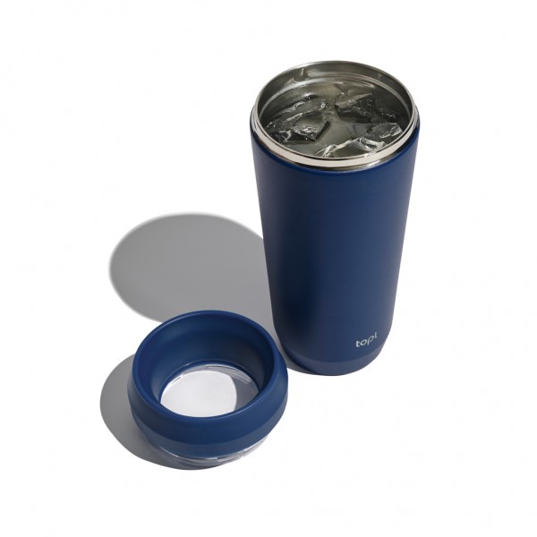 Topl-Trinkbecher aus rec. Stahl mit 360-Grad-Deckel 354ml, navy blau