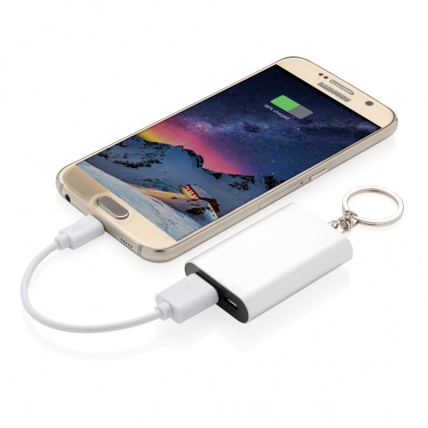 1.000 mAh Schlüsselanhänger Powerbank, silber
