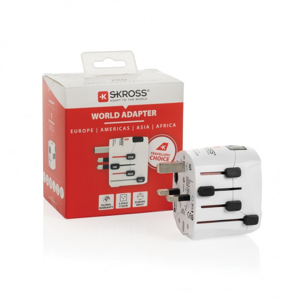 SKROSS Pro 3-Pole World Travel Adapter, weiß