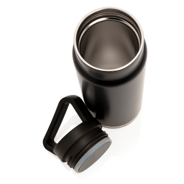 Auslaufsichere Vakuum-Flasche mit Tragegriff, schwarz