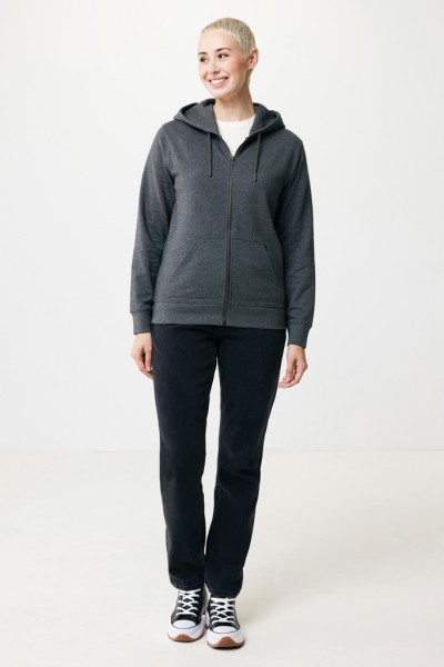 IQONIQ Abisko Zip-Kapuzenpullover aus recycelter Baumwolle, heather anthracite XL