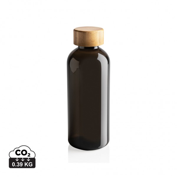 RCS rPET Flasche mit Bambus-Deckel, schwarz