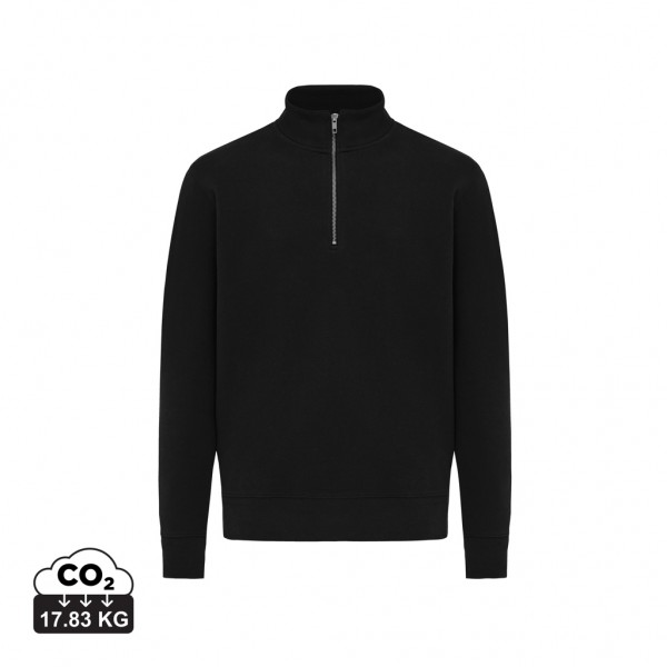 IQONIQ Elgon Quarter-Zip-Sweater aus rec. Baumwolle, schwarz XXS