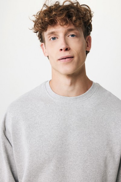IQONIQ Kruger Relax-Rundhals-Sweater aus recycelt. Baumwolle, heather grey XL