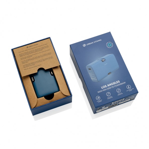 Urban Vitamin Los Angeles 20W Powerbank aus RCS rec. Plastik, blau