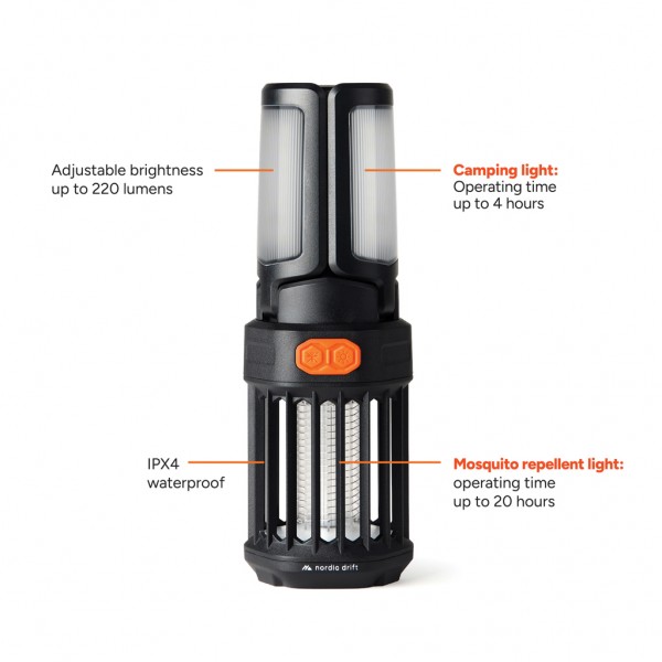 Nordic Drift Titan tragbare Campinglampe mit Mückenschutz, schwarz