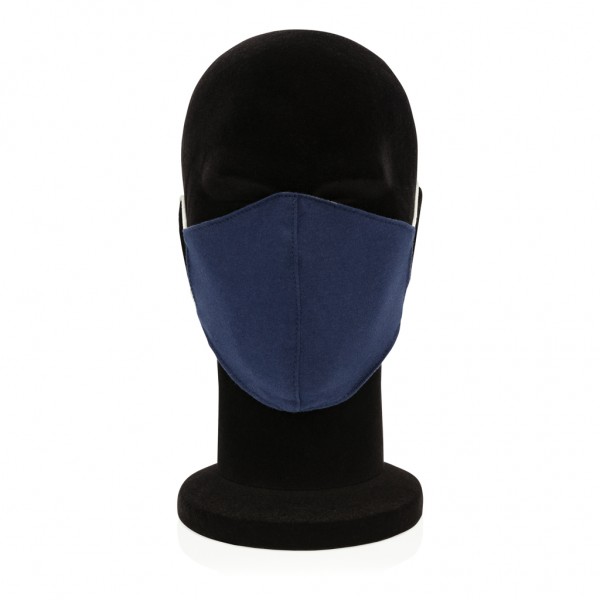 Wiederverwendbare 2-lagige Baumwoll-Gesichtsmaske, navy blau