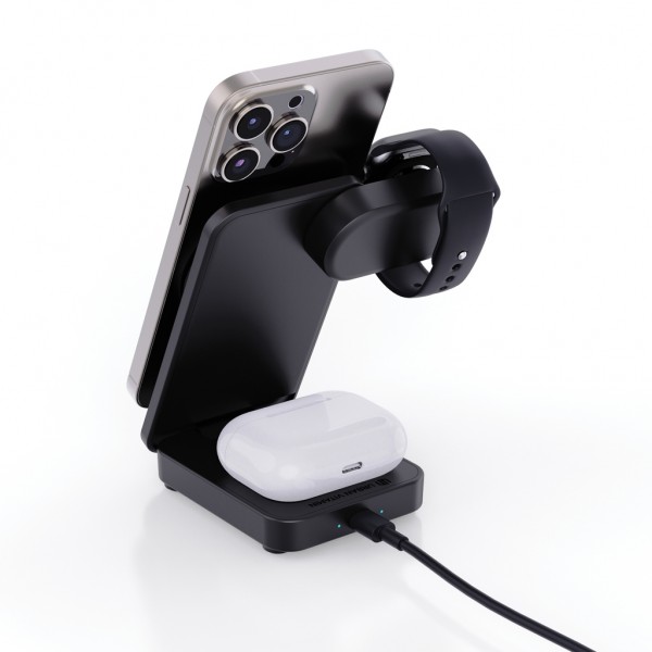 Urban Vitamin Arcadia 15W 3in1 Magnet-Charger aus RCS rABS, schwarz