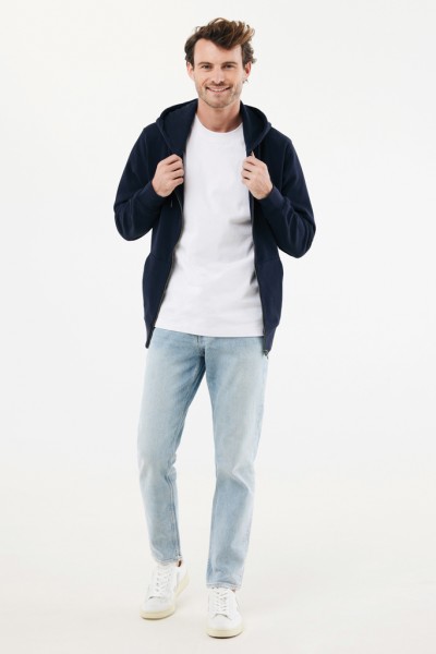 IQONIQ Abisko Zip-Kapuzenpullover aus recycelter Baumwolle, navy blau 5XL