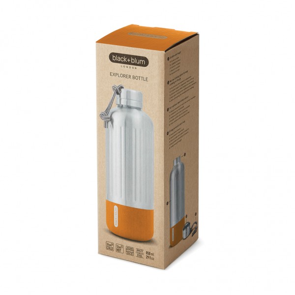 Black+Blum Explorer isolierte Wasserflasche groß, 850ml, orange