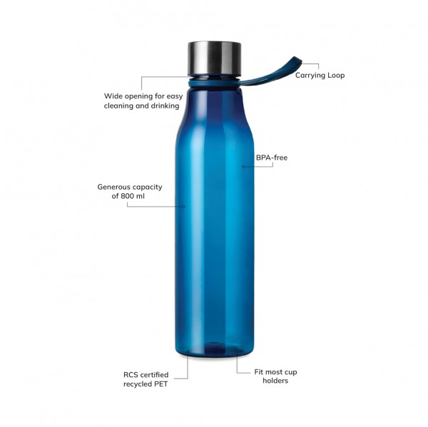 VINGA Lean 800ml RCS RPET Wasserflasche, navy blau