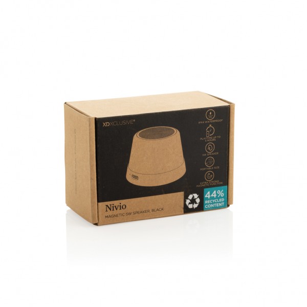 Nivio magnetischer 5W-Speaker aus RCS recyceltem Aluminium, schwarz