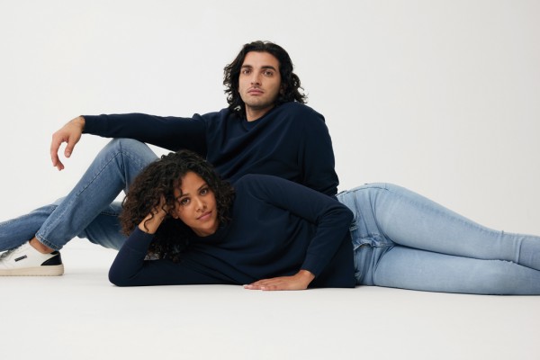 IQONIQ Etosha Lightweight Sweater aus recycelter Baumwolle, navy blau L