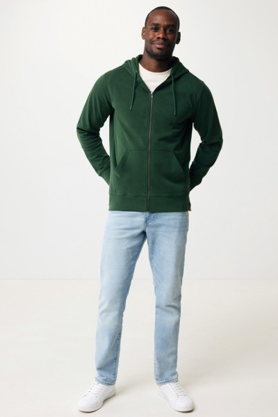 IQONIQ Abisko Zip-Kapuzenpullover aus recycelter Baumwolle, forest green XXS