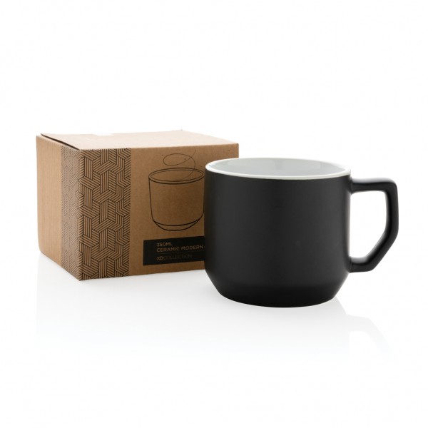 Moderne Keramiktasse, 350ml, schwarz