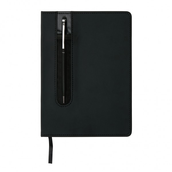 Basic Hardcover PU A5 Notizbuch mit Stylus-Stift, schwarz