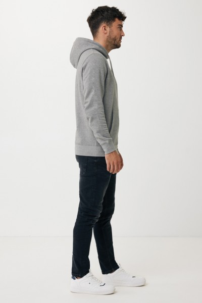 IQONIQ Rila Lightweight Hoodie aus recycelter Baumwolle, light heather anthracite L