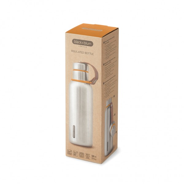 Black+Blum isolierte Wasserflasche klein, 500ml, orange
