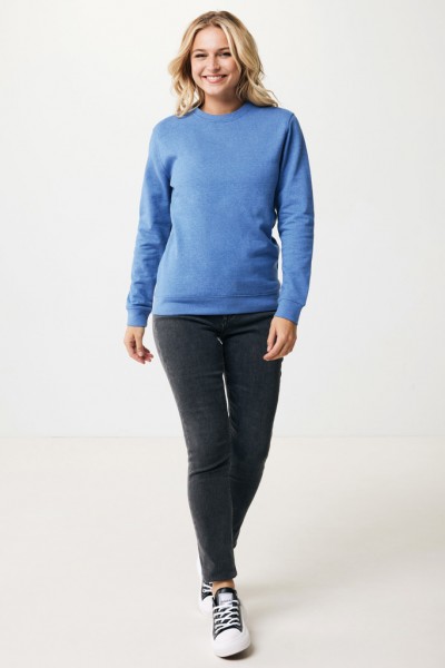 IQONIQ Denali ungefärbt. Rundhals-Sweater aus recycelter BW, heather blue XXXL