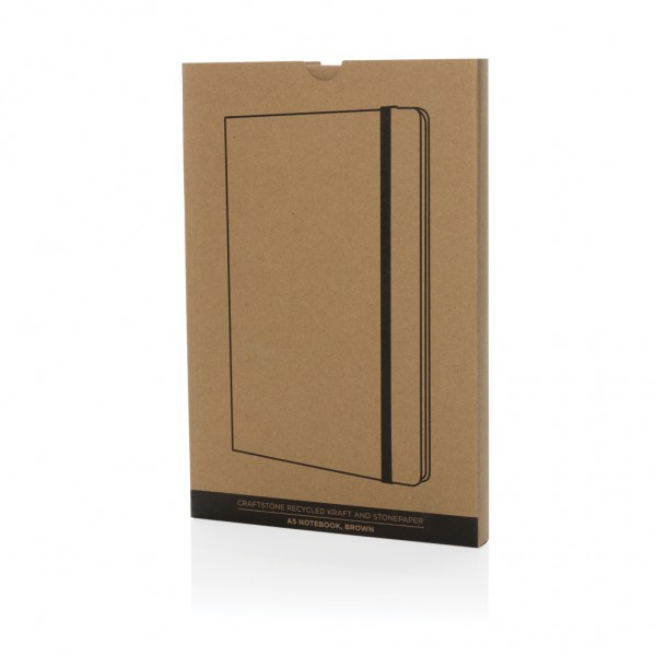 Craftstone A5 Notizbuch aus recycelt. Kraft- und Steinpapier, braun