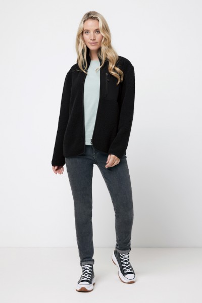 IQONIQ Diran Fleecejacke aus recyceltem Polyesterflor, schwarz XXS