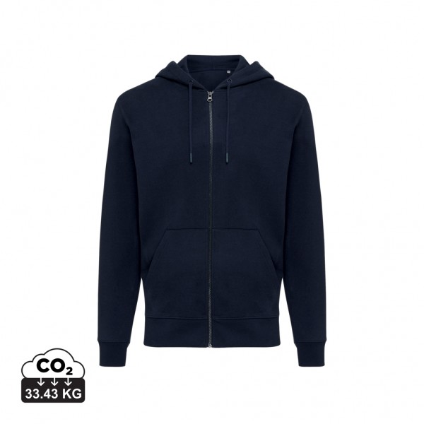 IQONIQ Abisko Zip-Kapuzenpullover aus recycelter Baumwolle, navy blau XL