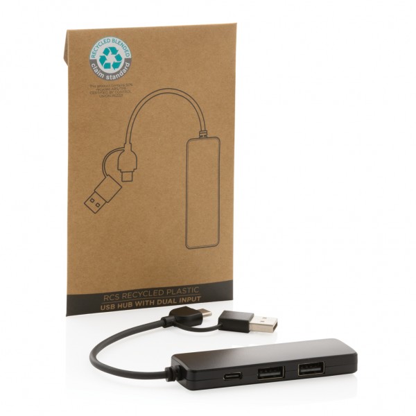 RCS recycelter USB-Hub mit Dual-Input, schwarz