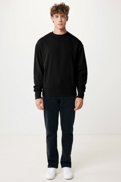 IQONIQ Kruger Relax-Rundhals-Sweater aus recycelt. Baumwolle, schwarz L