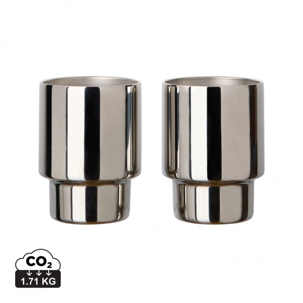 VINGA Nagano RCS recycelte Edelstahlbecher, 2er-Set, reflektierend