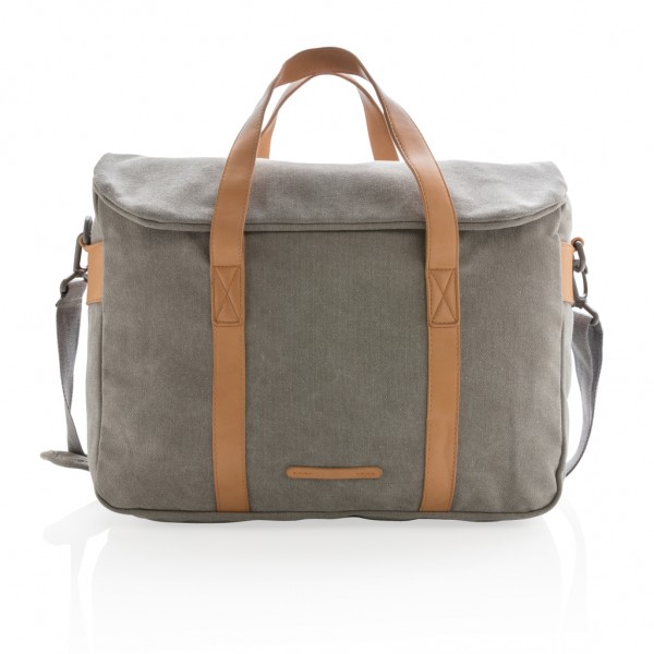 Canvas Laptop-Tasche, PVC-frei, grau