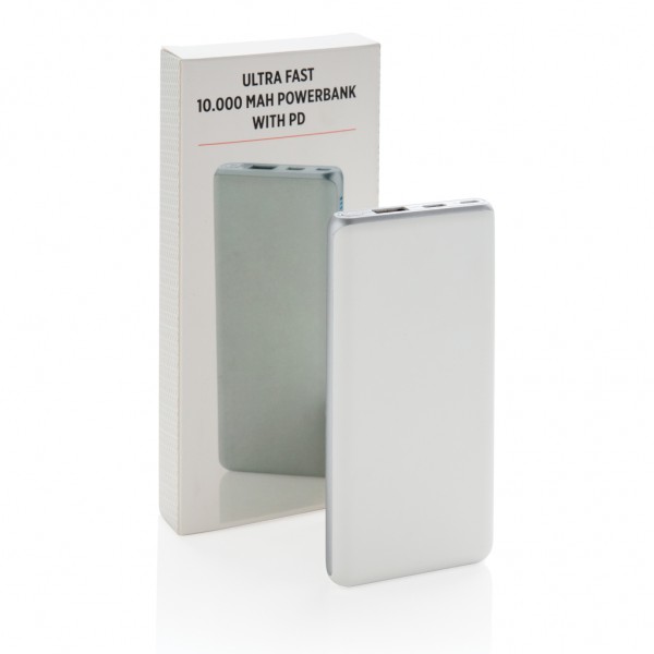 Ultraschnelle 10.000 mAh Powerbank mit PD, weiß