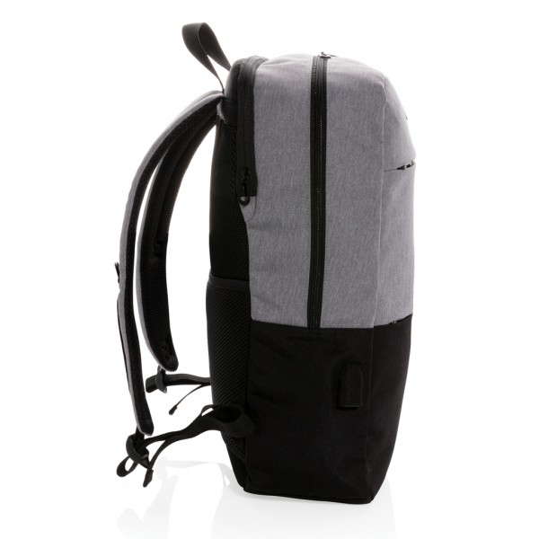 Moderner 15.6` USB & RFID Laptop-Rucksack, PVC-frei, schwarz