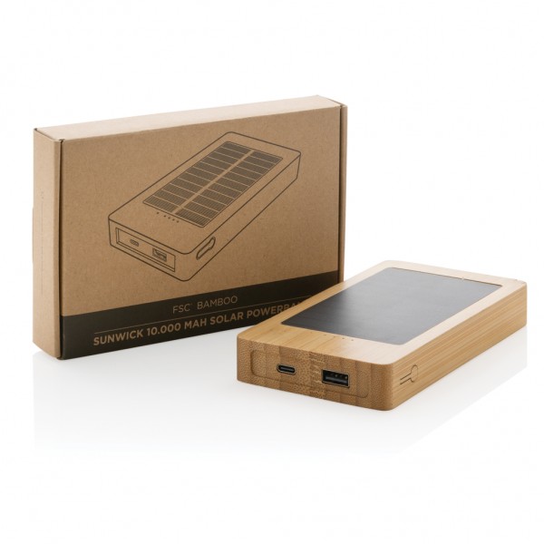 Sunwick 10.000mah Bambus Solar Powerbank, braun