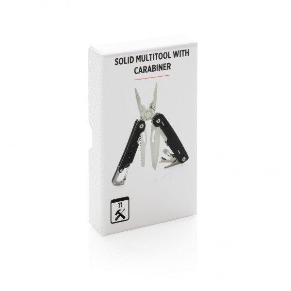 Solid Multitool mit Karabiner, schwarz