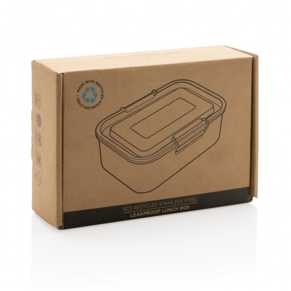 Auslaufsichere Lunchbox aus RCS recyceltem Stainless Steel, silber