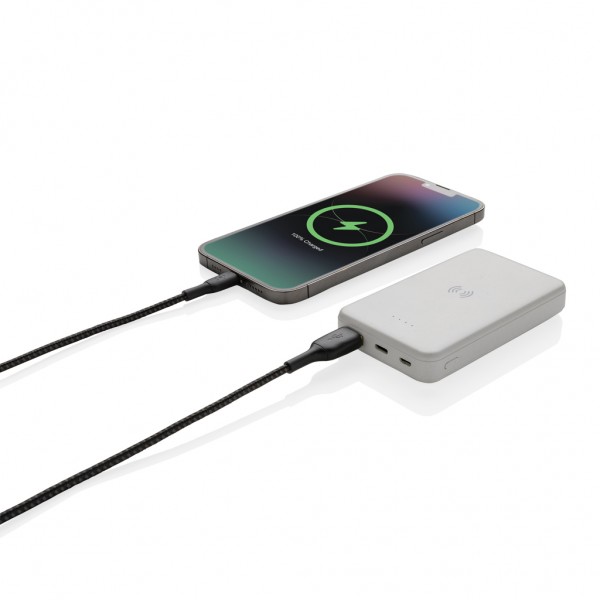 5.000mAh 5W Wireless Powerbank aus RCS recyceltem Kunststoff, weiß