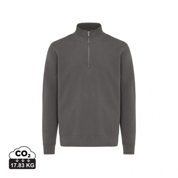 IQONIQ Elgon Quarter-Zip-Sweater aus rec. Baumwolle, anthrazit XXXL