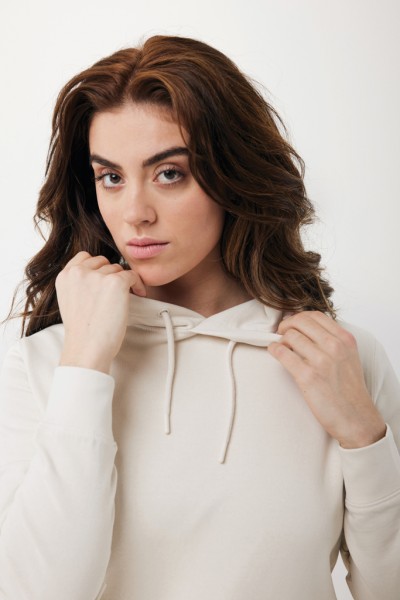 IQONIQ Rila Lightweight Hoodie aus recycelter Baumwolle, ivory white XXS