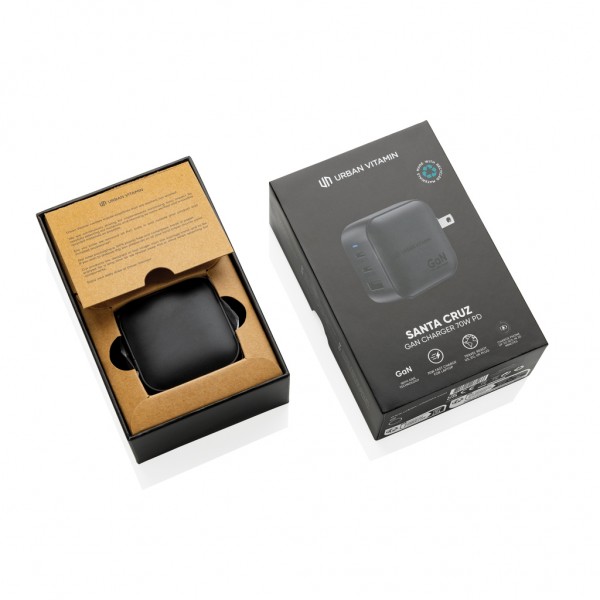 Urban Vitamin Santa Cruz 70W GAN-Ladegerät aus RCS rec. PC, schwarz