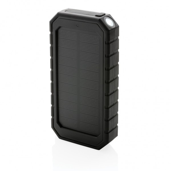 10.000 mAh Solar-Powerbank mit 10W Wireless aus RCS Plastik, schwarz