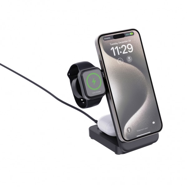 Urban Vitamin Arcadia 15W 3in1 Magnet-Charger aus RCS rABS, schwarz