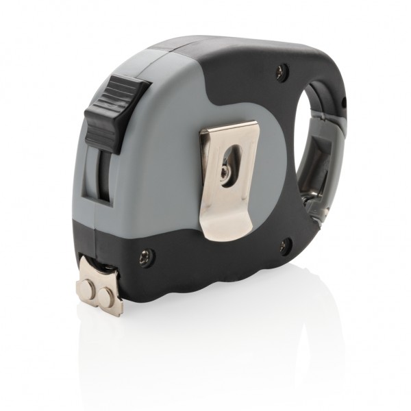 5m/19mm Maßband mit Karabinerhaken, grau